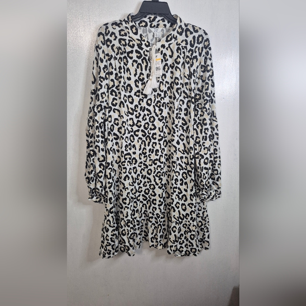 Crown & Ivy Leopard Print Long Sleeve Dress NWT Size 3X